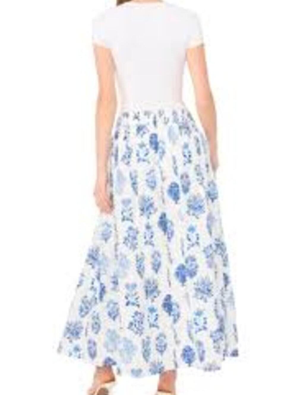 PARKER Blue Floral Print Smocked Waist Midi Skirt Size M - Picture 10 of 10
